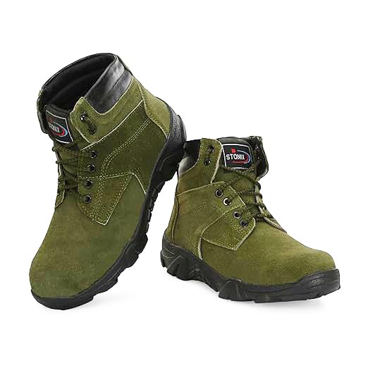 STONIX Hawk Men's Green Suede Leather Steel Toe Safety Boots