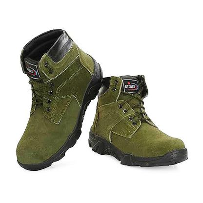 STONIX Hawk Men's Green Suede Leather Steel Toe Safety Boots