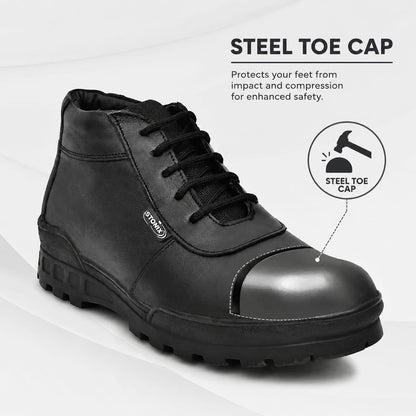 STONIX HYPO Men's Black Leather Steel Toe Safety Shoes