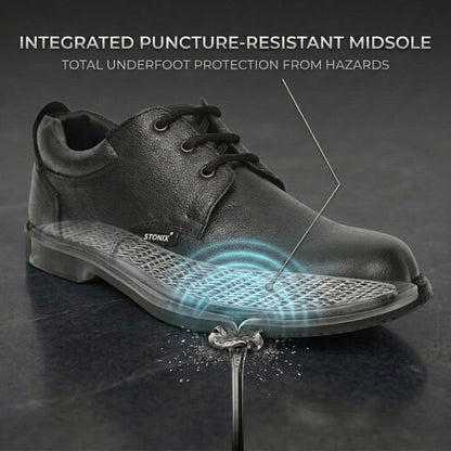 STONIX Safety Shoes for Men's|Steel Toe Shoes for Heavy Duty Work|Formal Look| Slip Resistant Outsole & Leather Safety Sheos|TPR Sole & Comfortable Your Foot