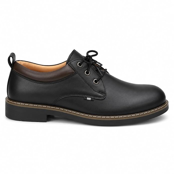 STONIX Men's Black Leather Derby Formal Shoes