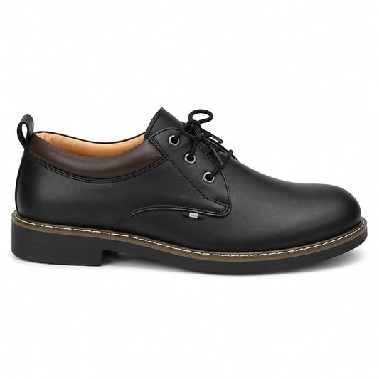 STONIX Men's Black Leather Derby Formal Shoes