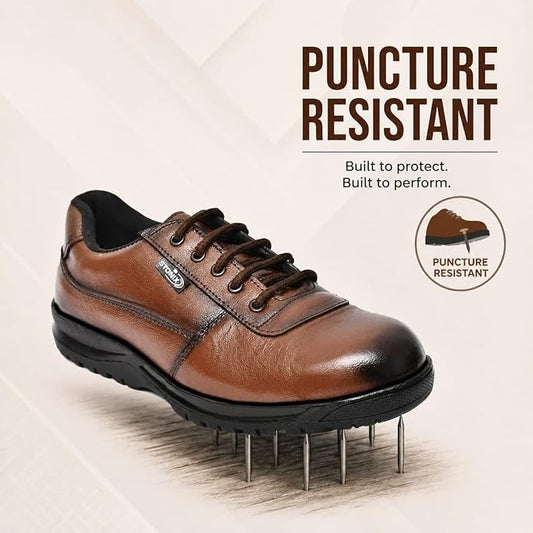 STONIX® DR001 Leather Safety Shoes for Men | Lightweight Industrial Shoes | Anti-Slip, Oil Resistant, Steel Toe