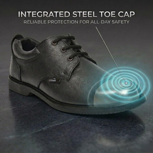 STONIX Safety Shoes for Men's|Steel Toe Shoes for Heavy Duty Work|Formal Look| Slip Resistant Outsole & Leather Safety Sheos|TPR Sole & Comfortable Your Foot