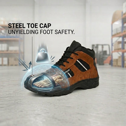 STONIX® Ironguard Suede Leather Safety Shoes for Men | Lightweight, Anti-Slip | Durable & Stylish Industrial Work Shoes and Steel Toe