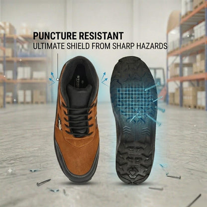 STONIX® Ironguard Suede Leather Safety Shoes for Men | Lightweight, Anti-Slip | Durable & Stylish Industrial Work Shoes and Steel Toe