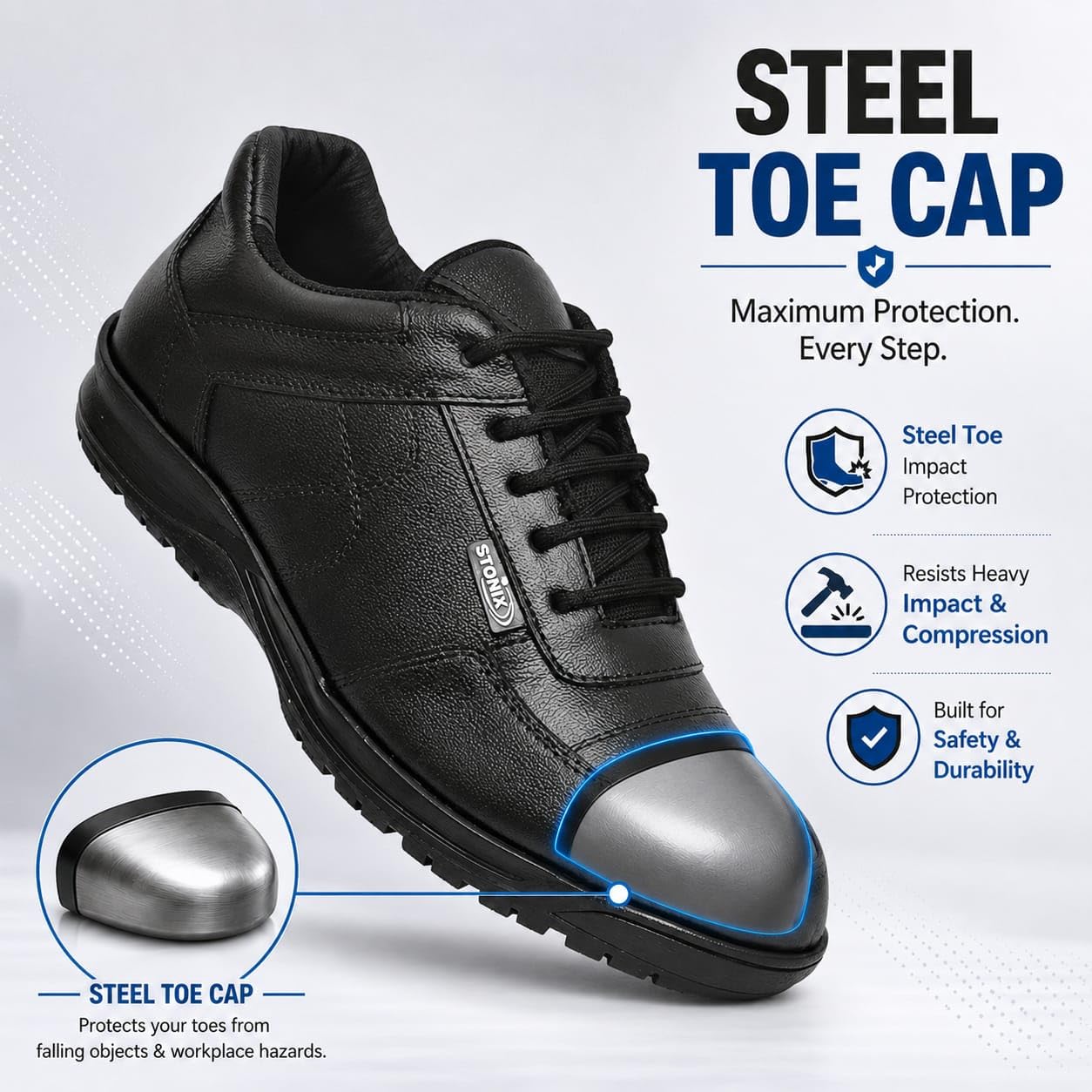 STONIX® TPR Sole Safety Shoes for Men – Black