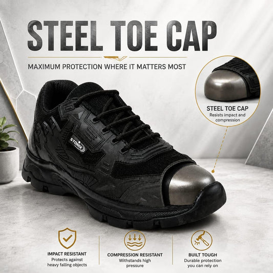 STONIX TitanPro Men's Black Steel Toe Safety Shoes