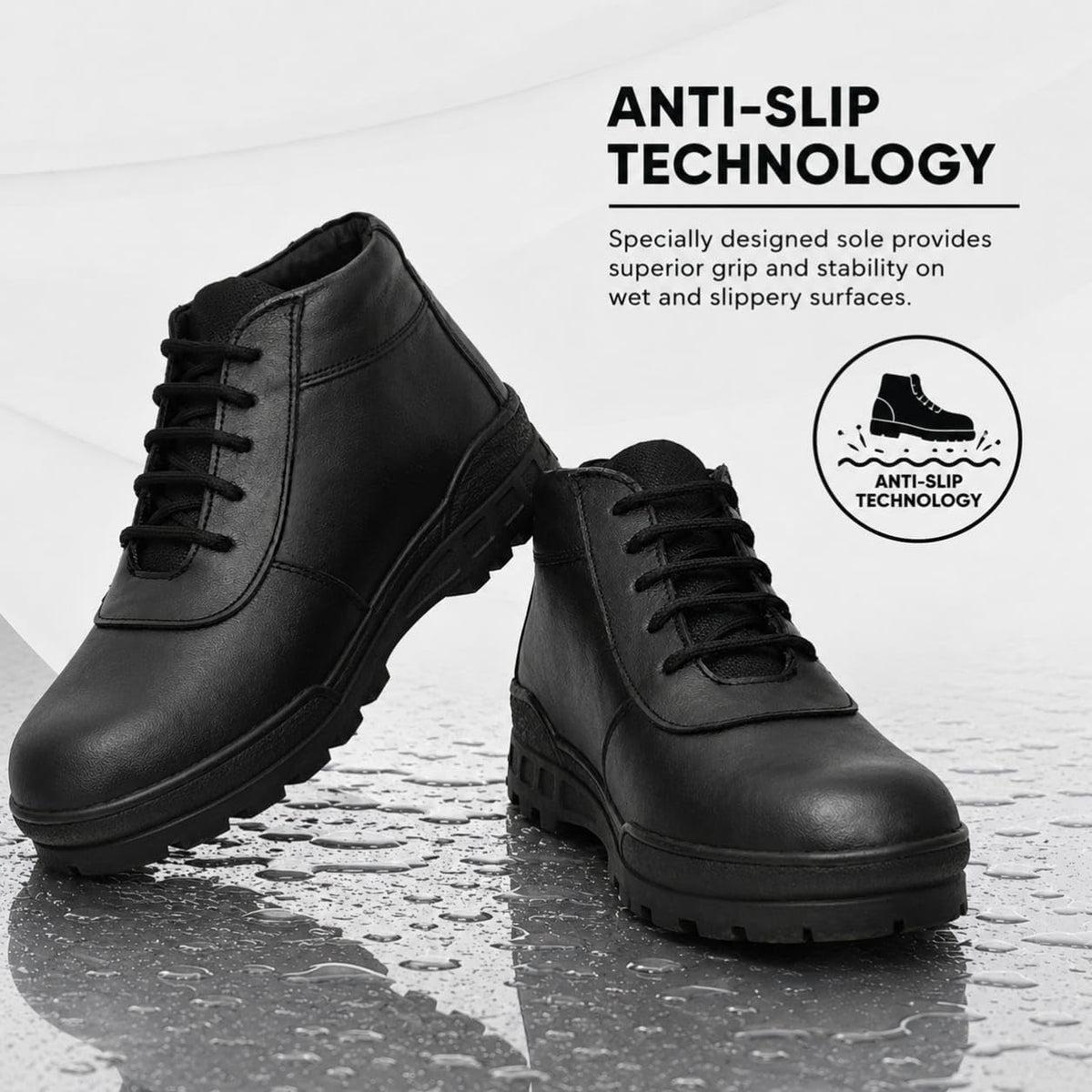 STONIX HYPO Men's Black Leather Steel Toe Safety Shoes