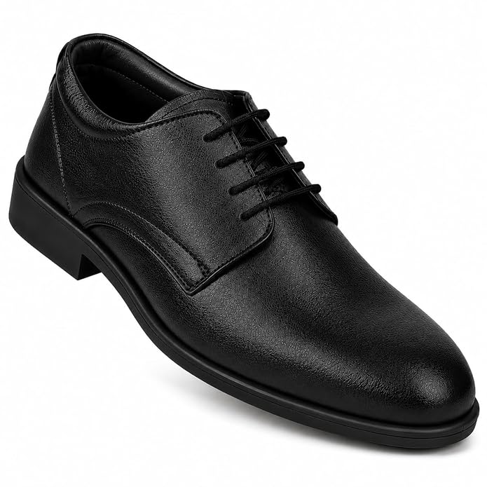 STONIX Men's Genuine Leather Derby Office Shoes – Black