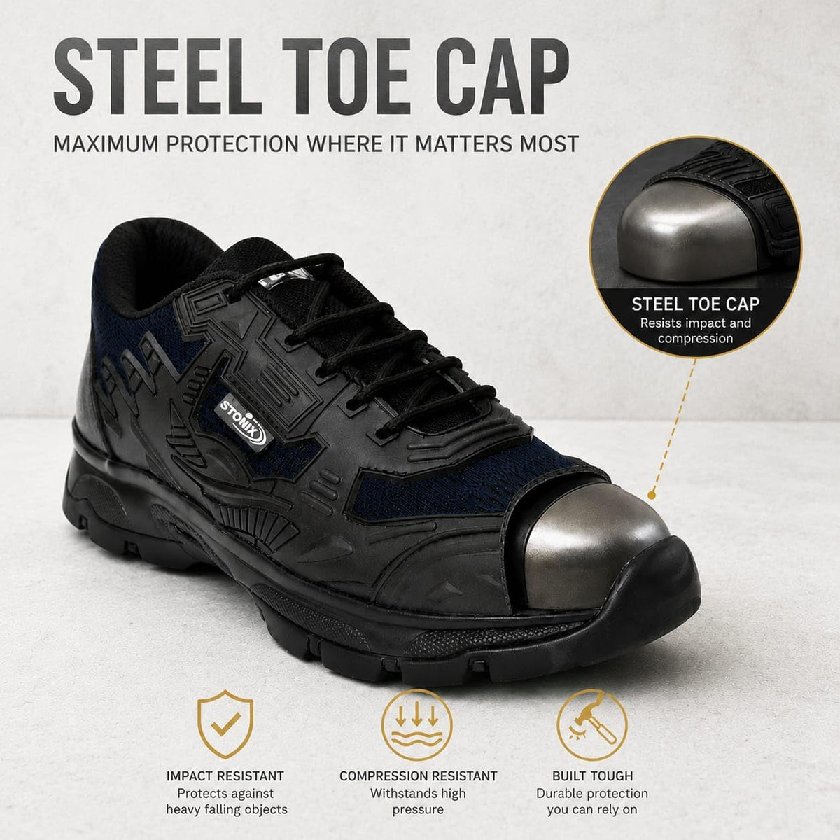 STONIX TitanPro Men's Blue Steel Toe Safety Shoes