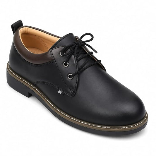 STONIX Men's Black Leather Derby Formal Shoes