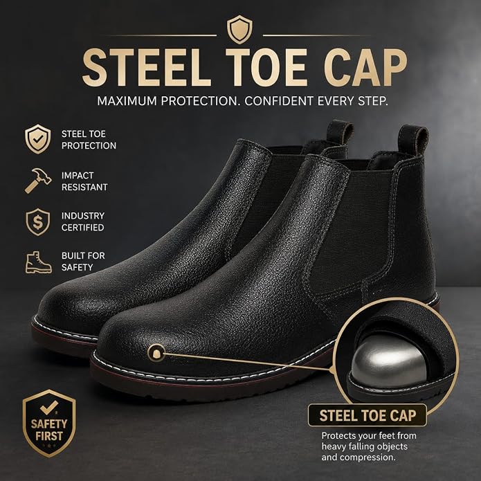 STONIX® Chelsea Safety Boots for Men – Steel Toe Safety Shoes