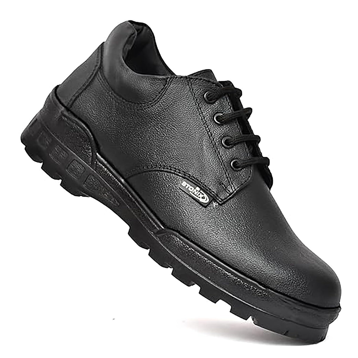 STONIX Men's Black Leather Derby Steel Toe Safety Shoes