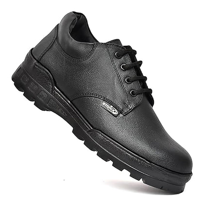 STONIX Men's Black Leather Derby Steel Toe Safety Shoes