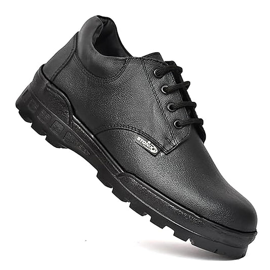 STONIX Men's Black Leather Derby Steel Toe Safety Shoes