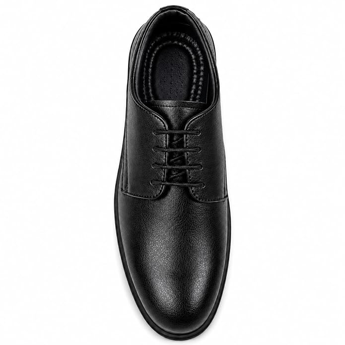 STONIX Men's Genuine Leather Derby Office Shoes – Black