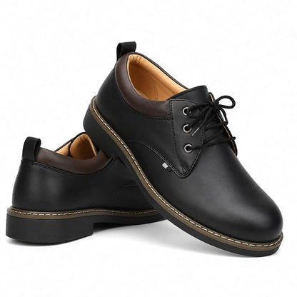 STONIX Men's Black Leather Derby Formal Shoes