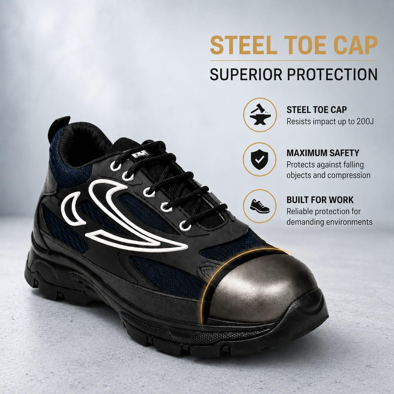 STONIX ShieldMax Steel Toe Safety Shoes – Blue