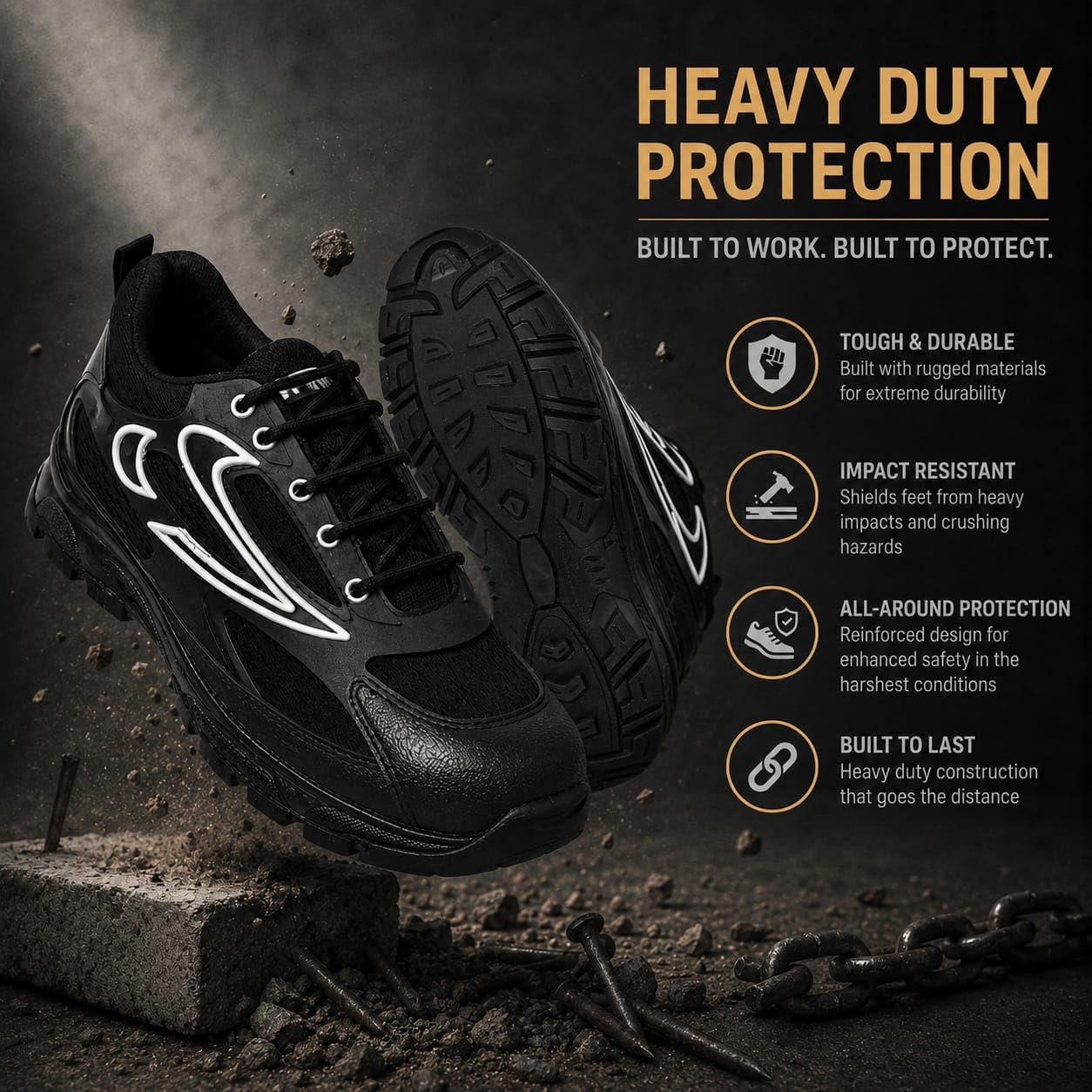 STONIX ShieldMax Steel Toe Safety Shoes – Black