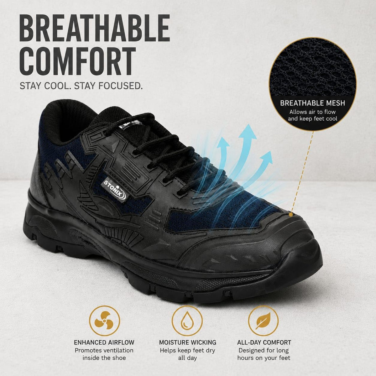 STONIX TitanPro Men's Blue Steel Toe Safety Shoes