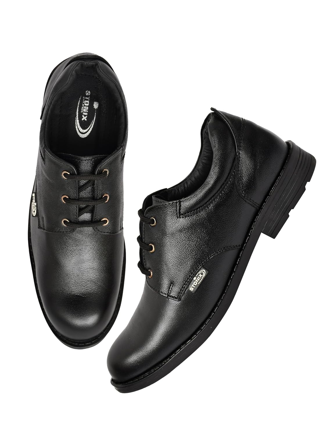 STONIX AR004 Men's Black Leather Steel Toe Safety Shoes