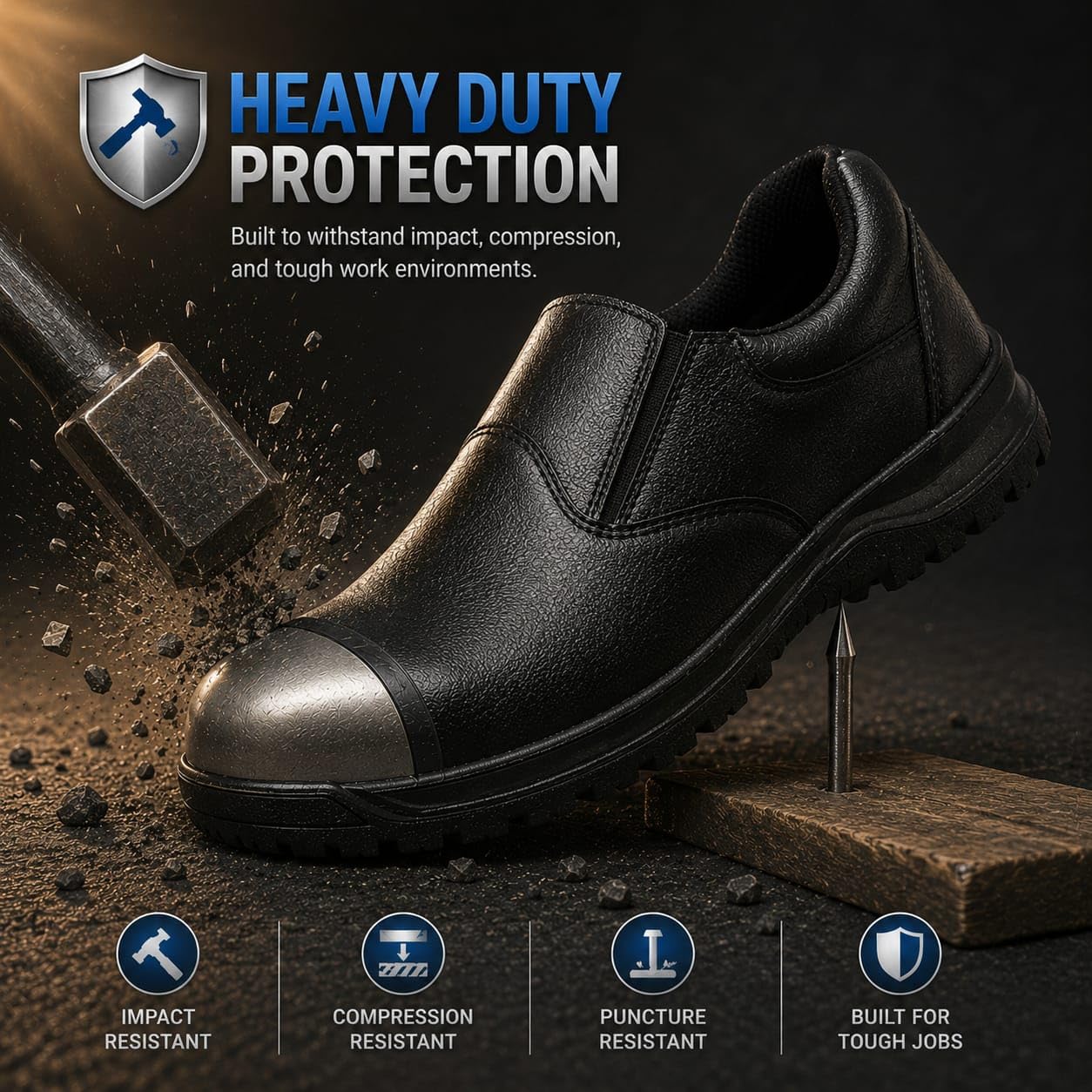 STONIX® Ninja genuine Leather Safety Shoes Men's | Steel Toe with Slip-Resistant Outsole | Lightweight & Durable | Waterproof Construction and industrial Work