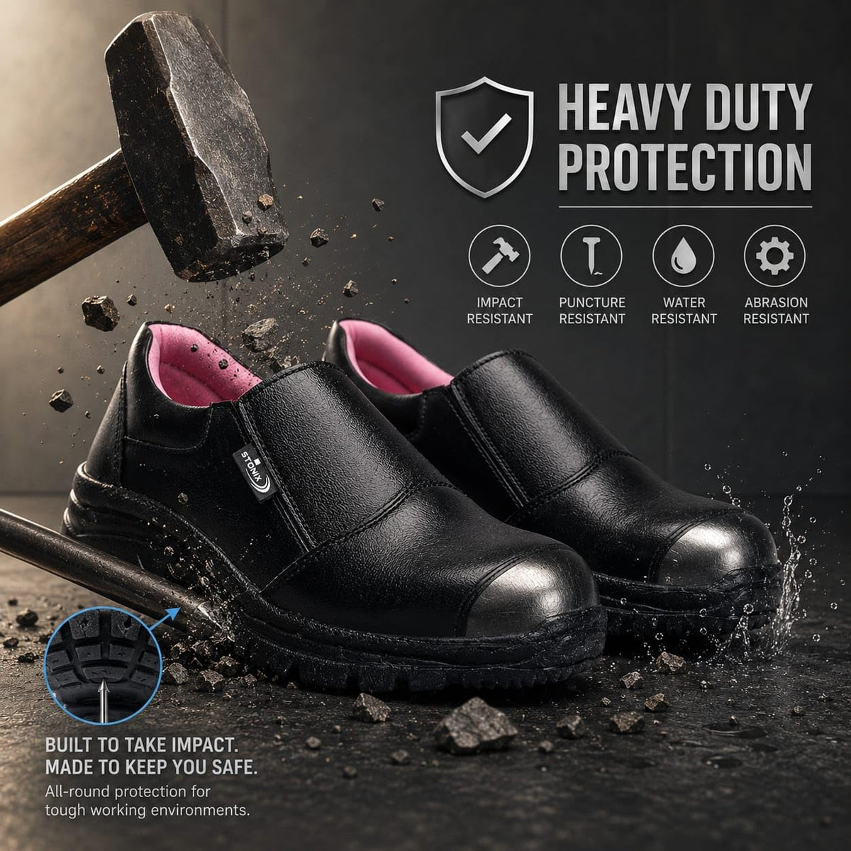 STONIX SafeStride Women's Steel Toe Safety Shoes – Pink