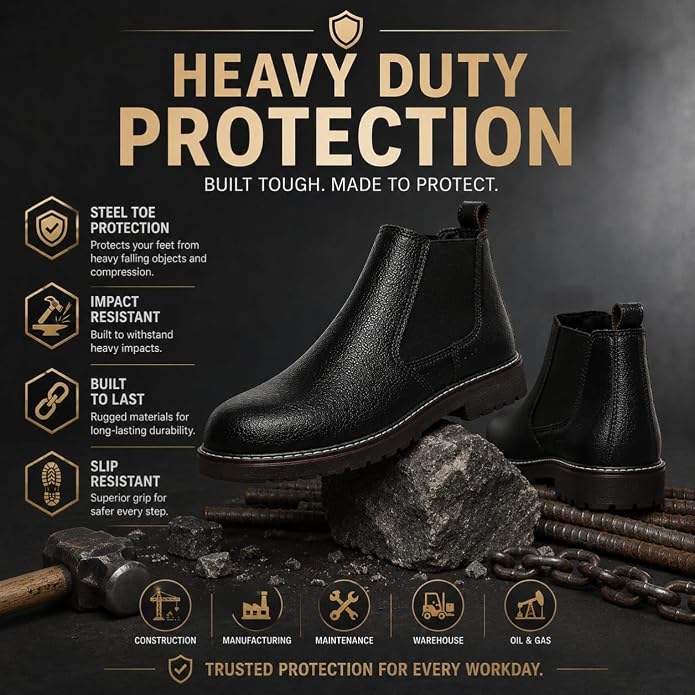 STONIX® Chelsea Safety Boots for Men – Steel Toe Safety Shoes