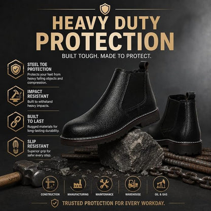 STONIX® Chelsea Safety Boots for Men – Steel Toe Safety Shoes