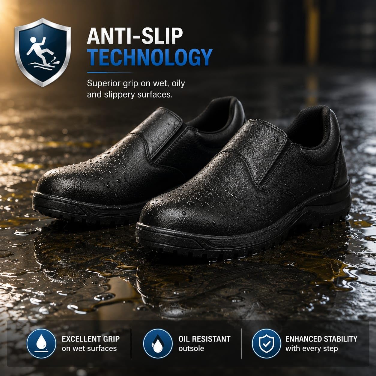 STONIX® Ninja genuine Leather Safety Shoes Men's | Steel Toe with Slip-Resistant Outsole | Lightweight & Durable | Waterproof Construction and industrial Work