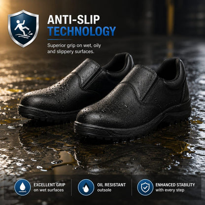 STONIX® Ninja genuine Leather Safety Shoes Men's | Steel Toe with Slip-Resistant Outsole | Lightweight & Durable | Waterproof Construction and industrial Work