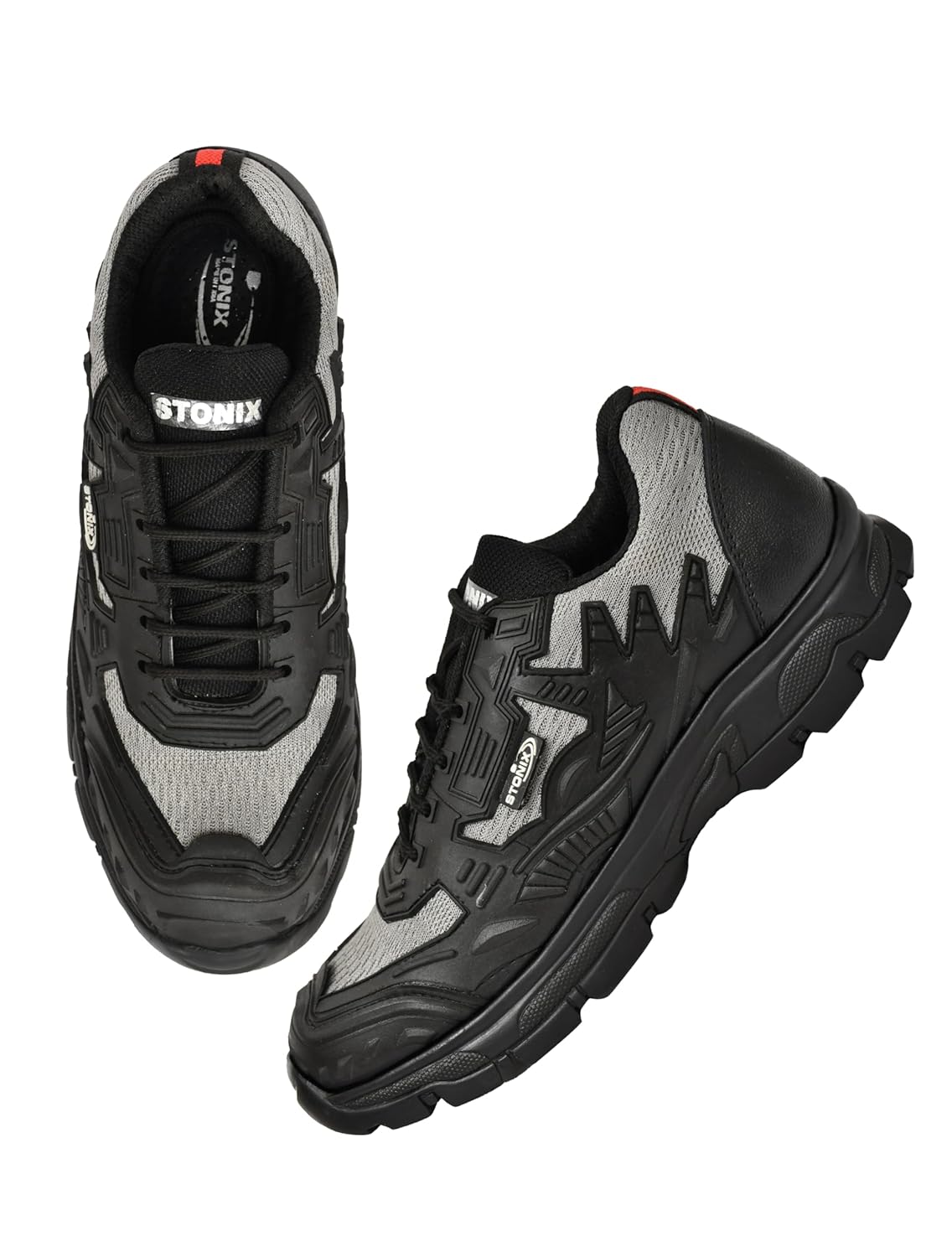 STONIX® ShieldMax Steel Toe Safety Shoes for Men | Heavy Duty Shoes | Lightweight & Comfortable With Breathable Material | Industrial Work Shoes (Size-10, Grey)