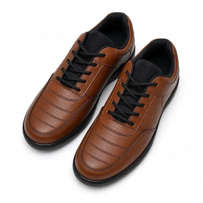 STONIX Men's Brown Genuine Leather Steel Toe Safety Shoes