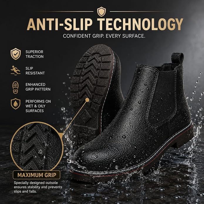 STONIX® Chelsea Safety Boots for Men – Steel Toe Safety Shoes