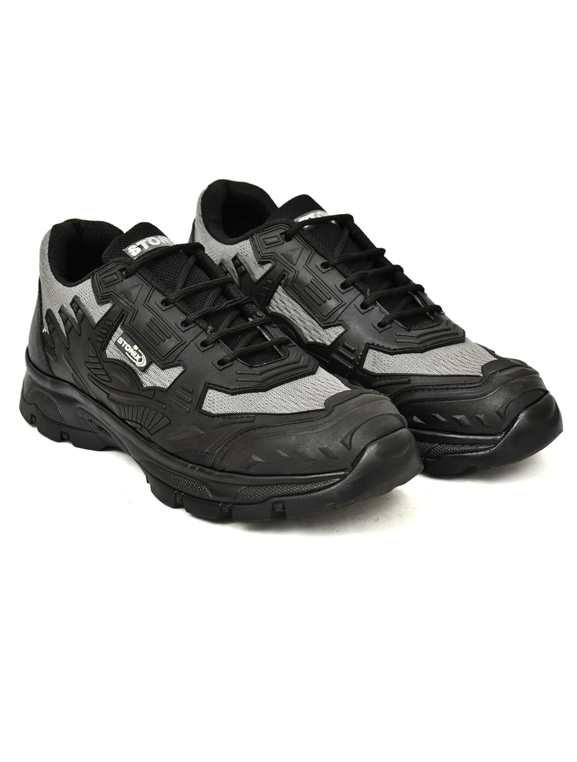 STONIX® ShieldMax Steel Toe Safety Shoes for Men | Heavy Duty Shoes | Lightweight & Comfortable With Breathable Material | Industrial Work Shoes (Size-10, Grey)
