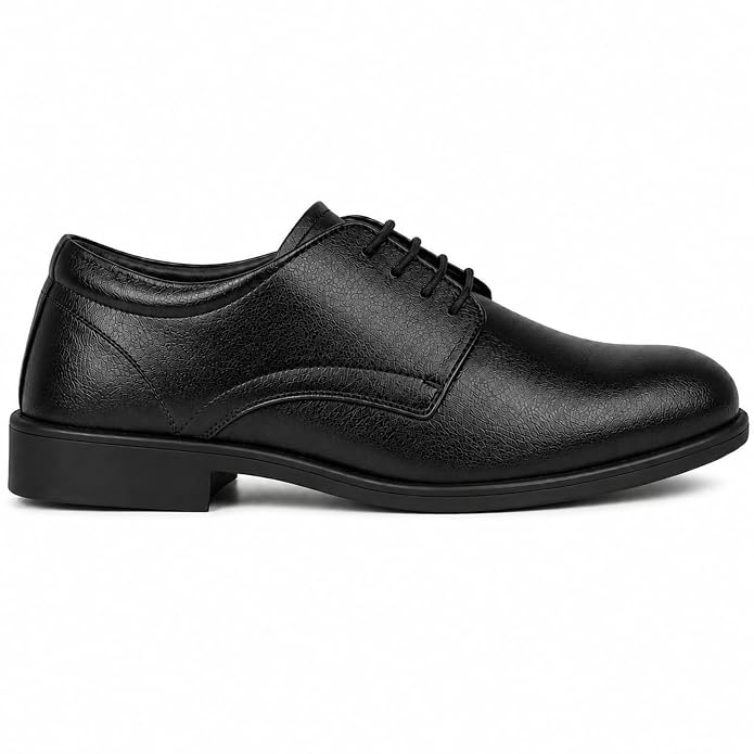 STONIX Men's Genuine Leather Derby Office Shoes – Black