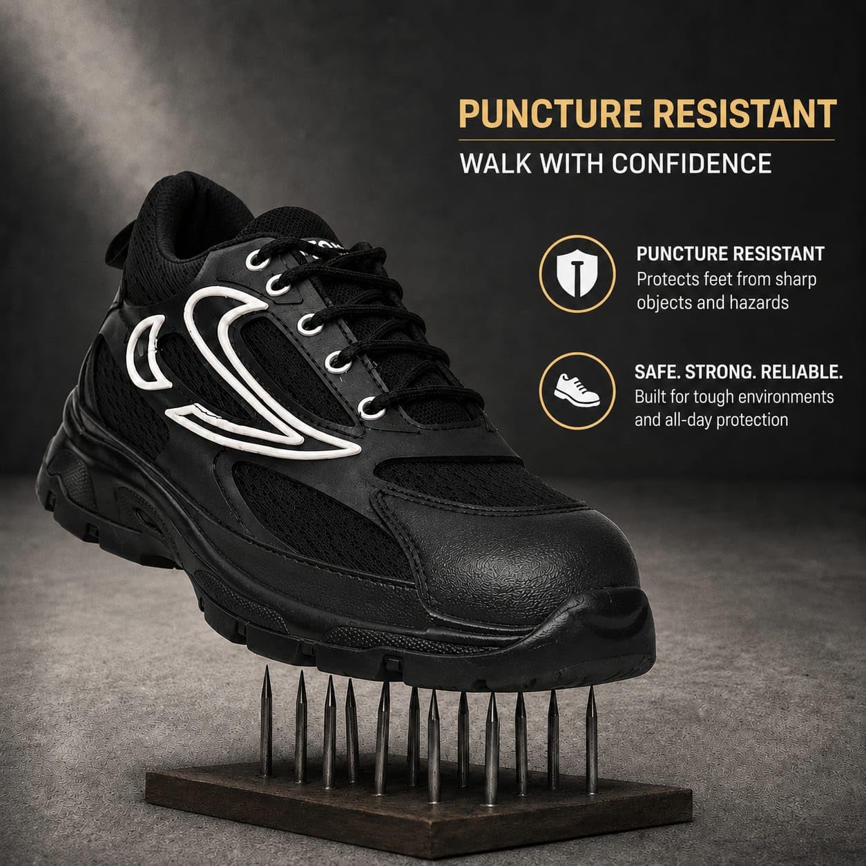 STONIX ShieldMax Steel Toe Safety Shoes – Black