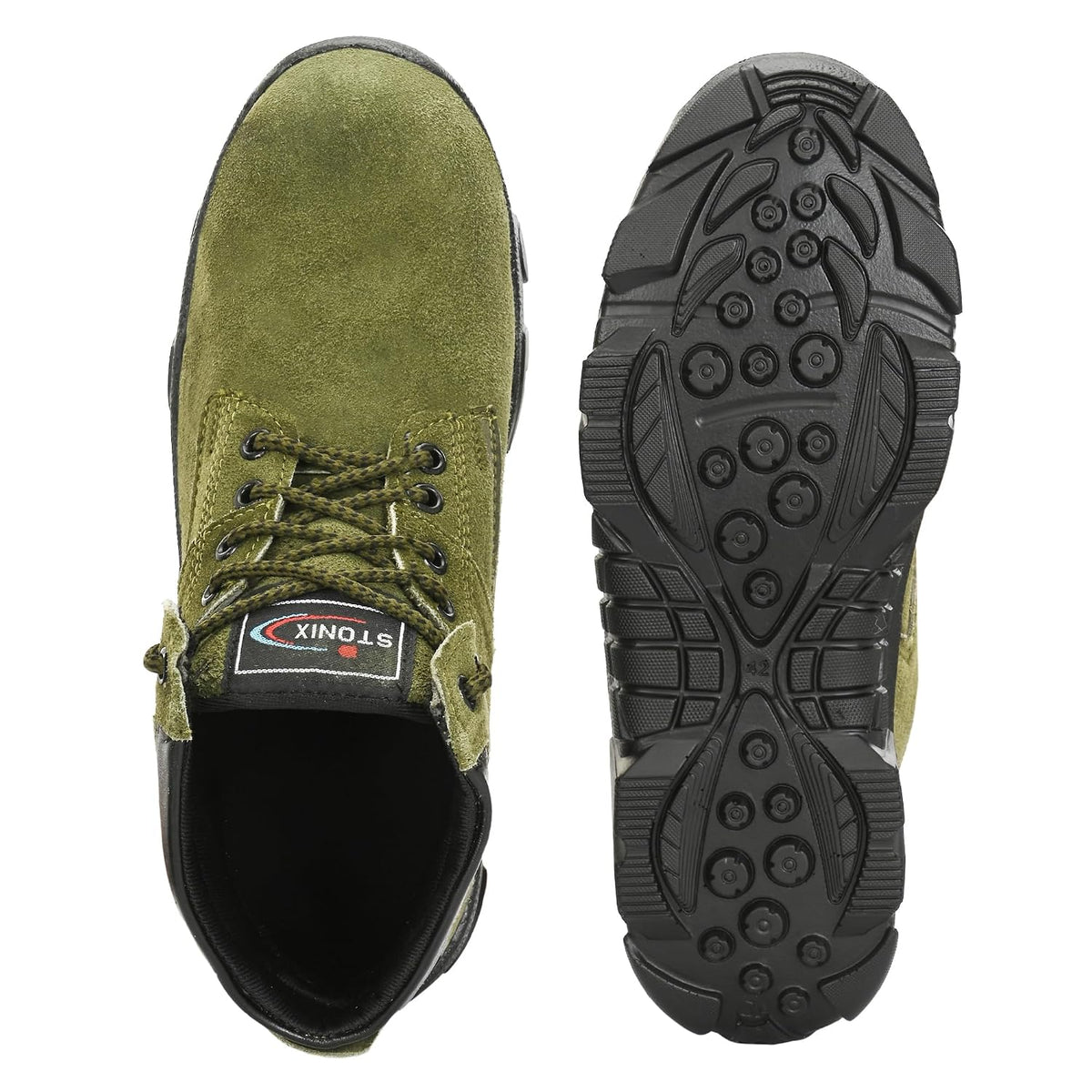 STONIX Hawk Men's Green Suede Leather Steel Toe Safety Boots