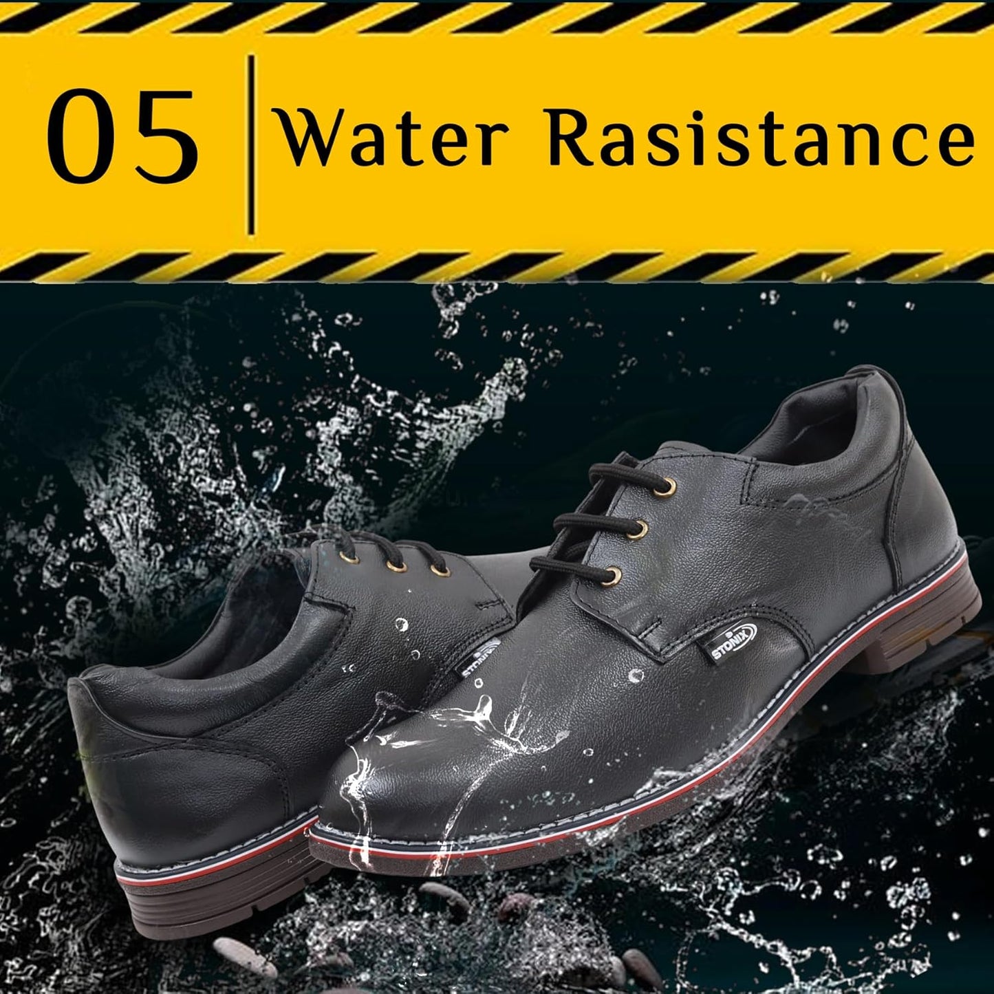 STONIX™ Steel Toe Safety Shoes |Leather Shoes |Formal Look |Safety Shoe for Men - Heavy Duty Work Safety Shoes with Slip Resistant Outsole (Black08)