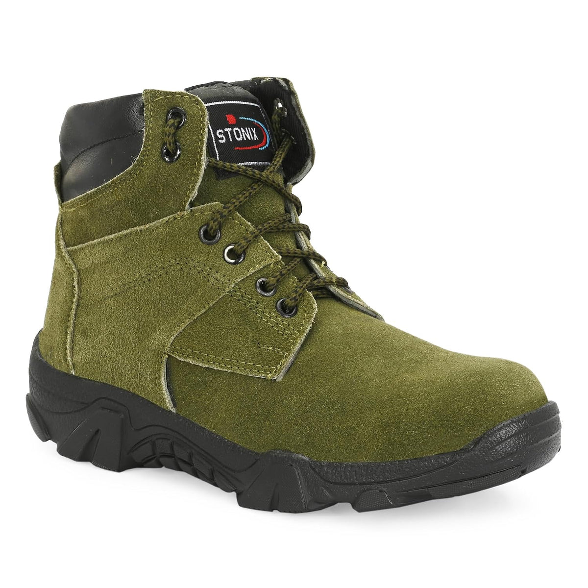 STONIX Hawk Men's Green Suede Leather Steel Toe Safety Boots