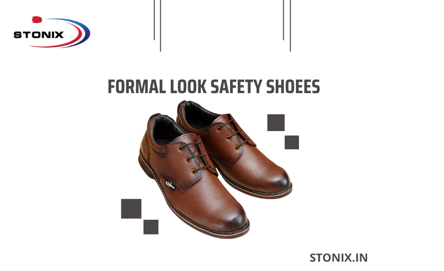 Brown formal look safety shoe
